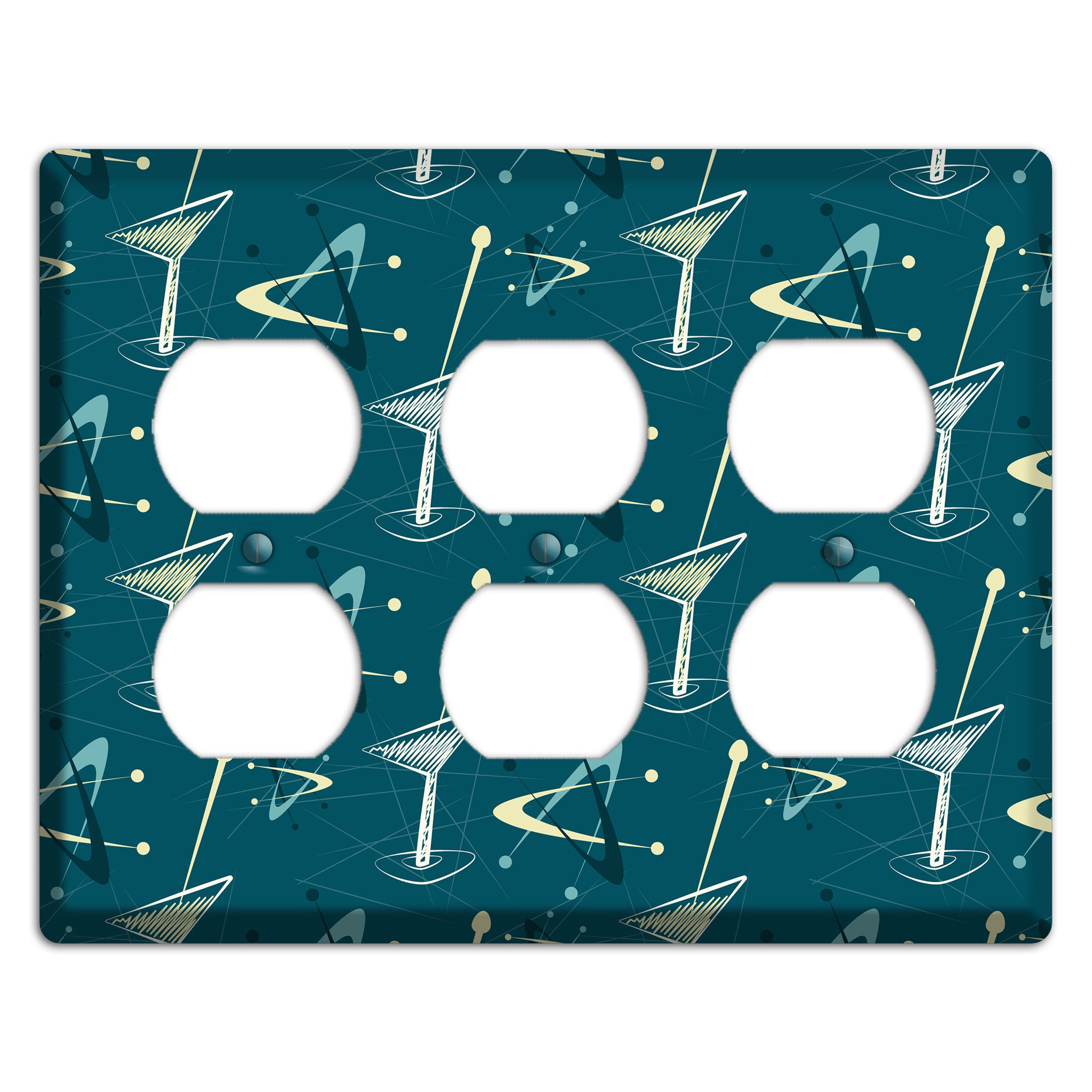 Navy Cocktail Hour 3 Duplex Wallplate