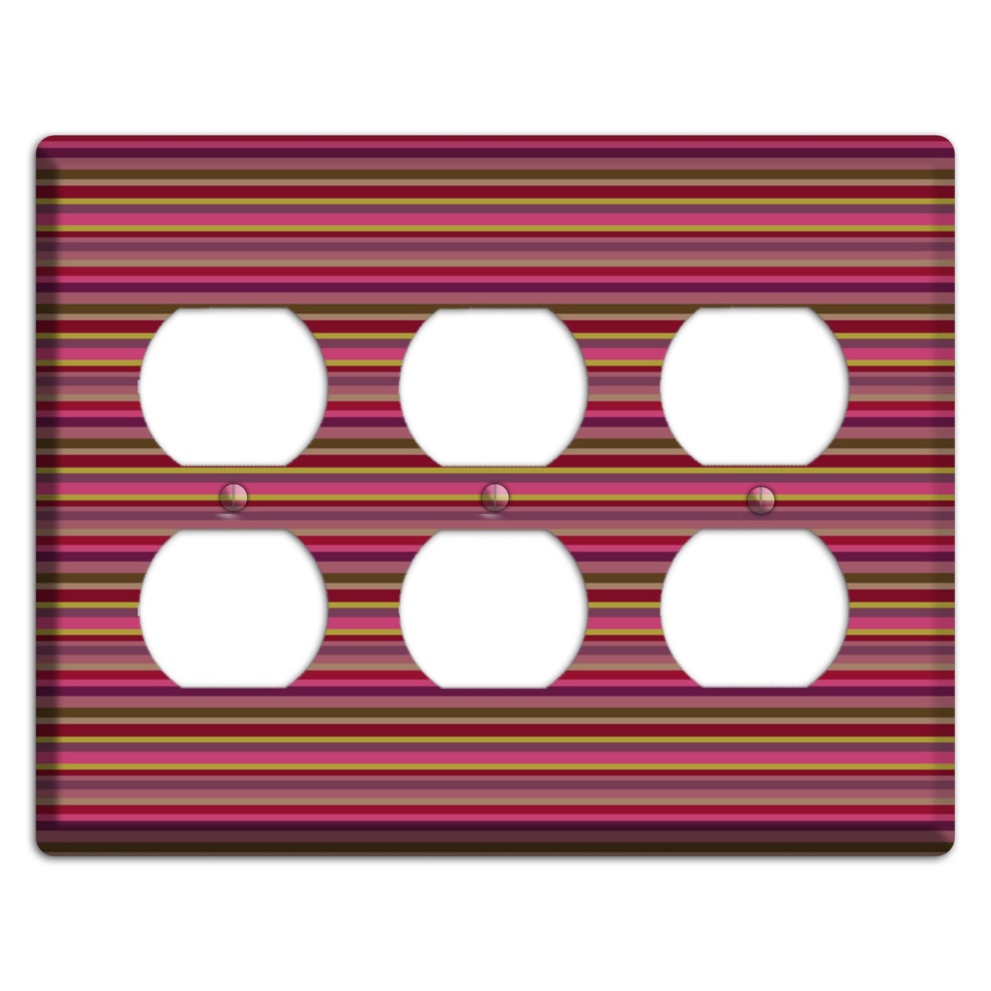 Fuschia Multi Horizontal Stripes 3 Duplex Wallplate