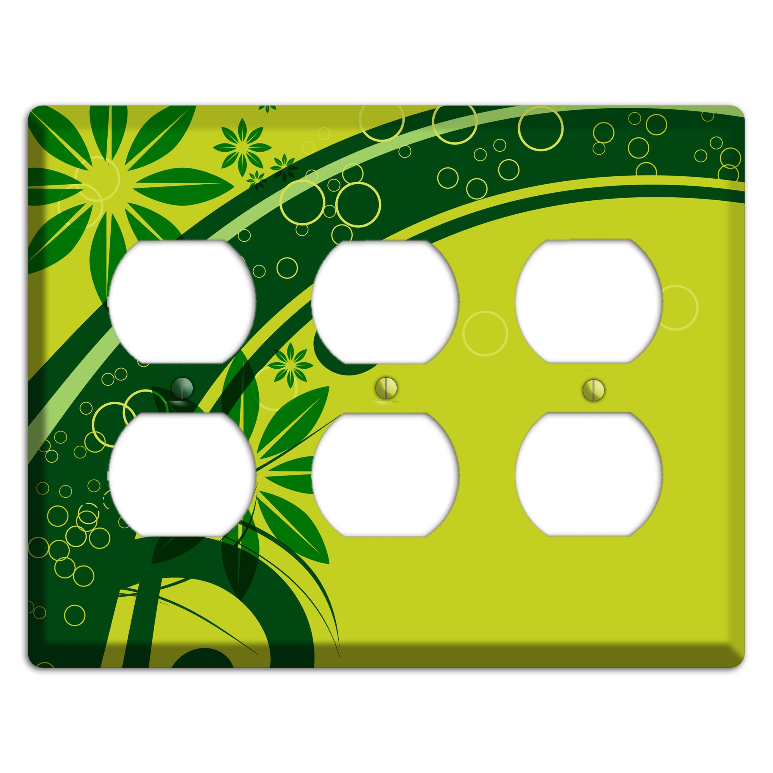 Green Retro Floral 3 Duplex Wallplate
