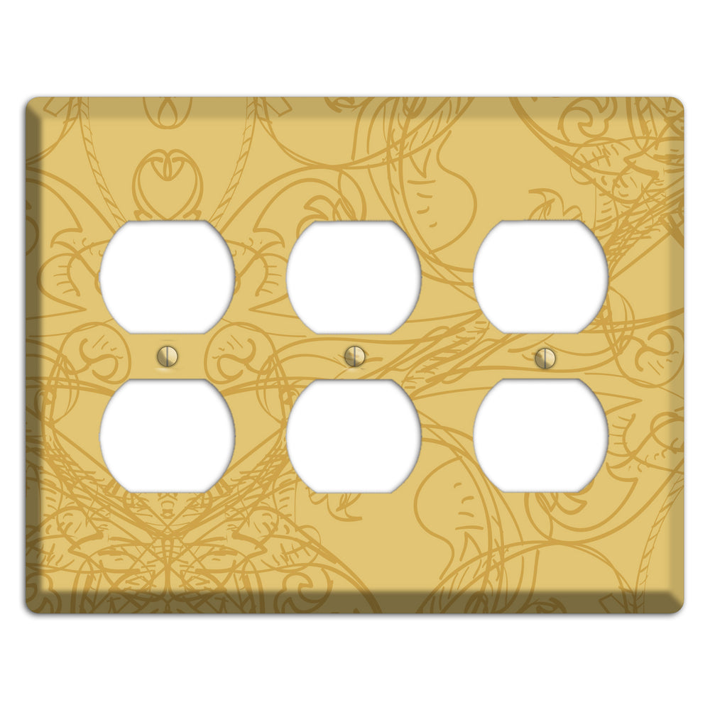 Beige Deco Sketch 3 Duplex Wallplate
