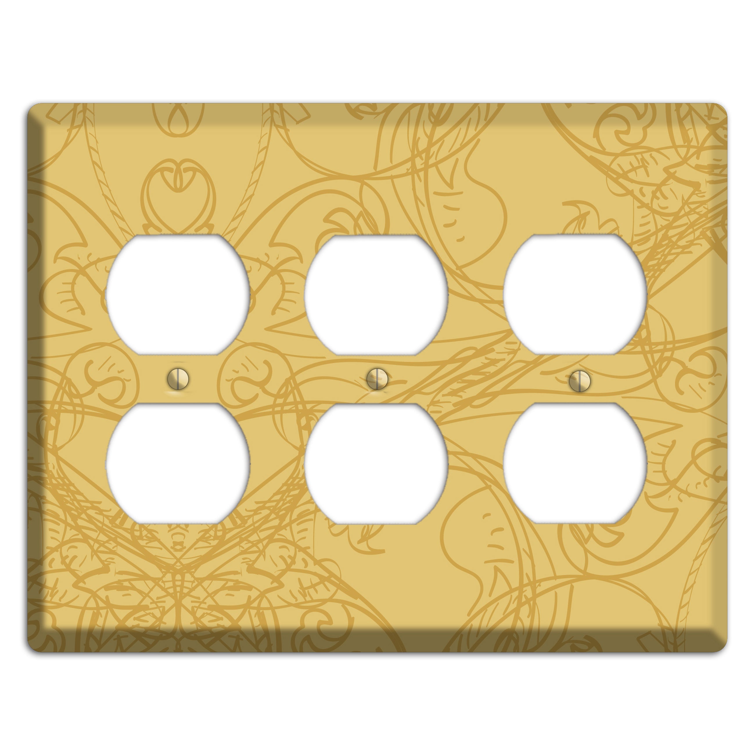 Beige Deco Sketch 3 Duplex Wallplate