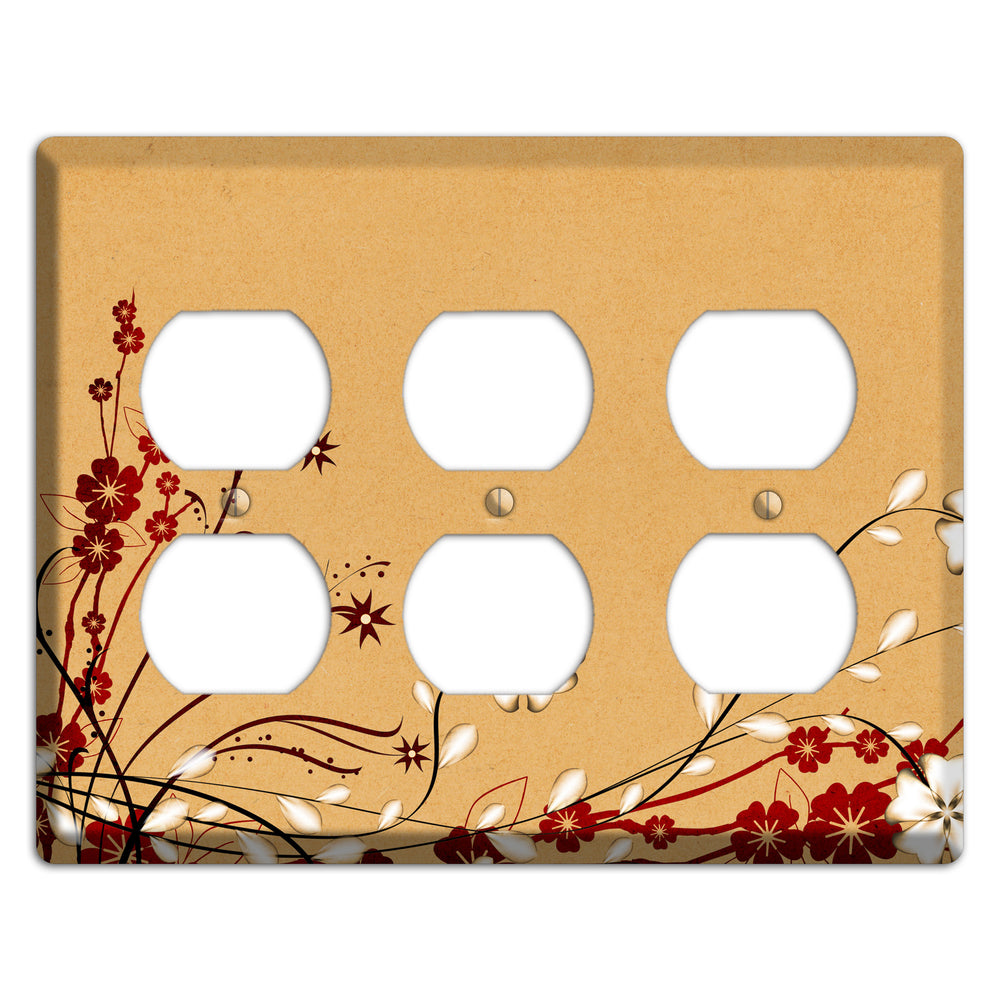 Delicate Red Flowers 3 Duplex Wallplate