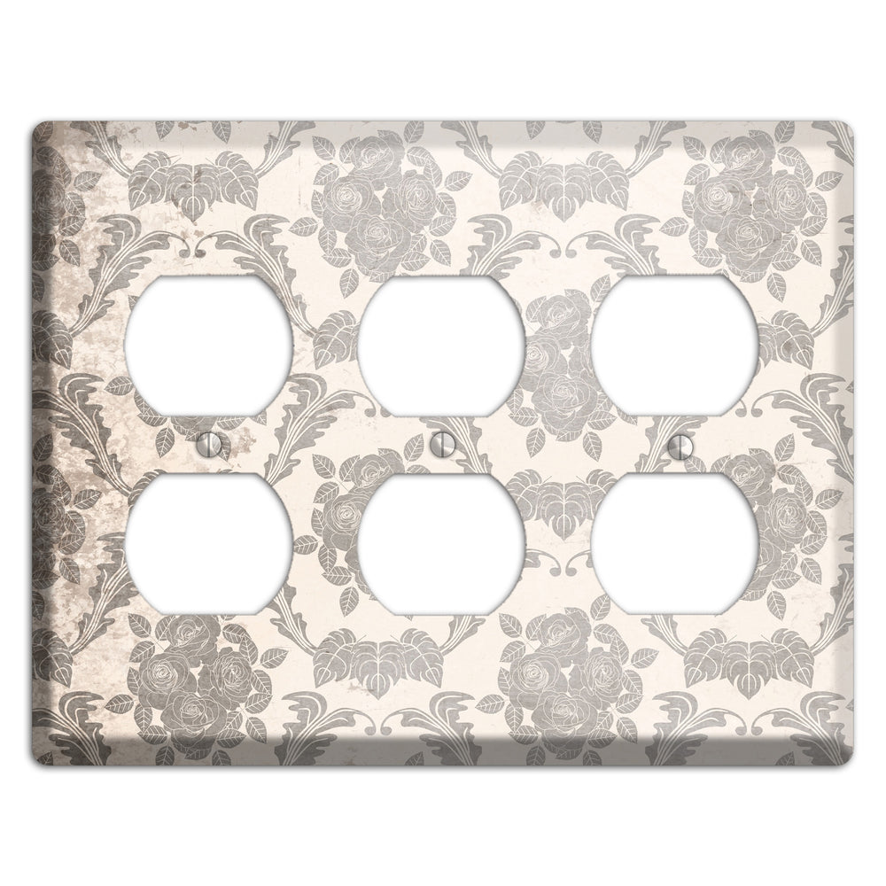 Pearl Bush Vintage Rose Damask 3 Duplex Wallplate