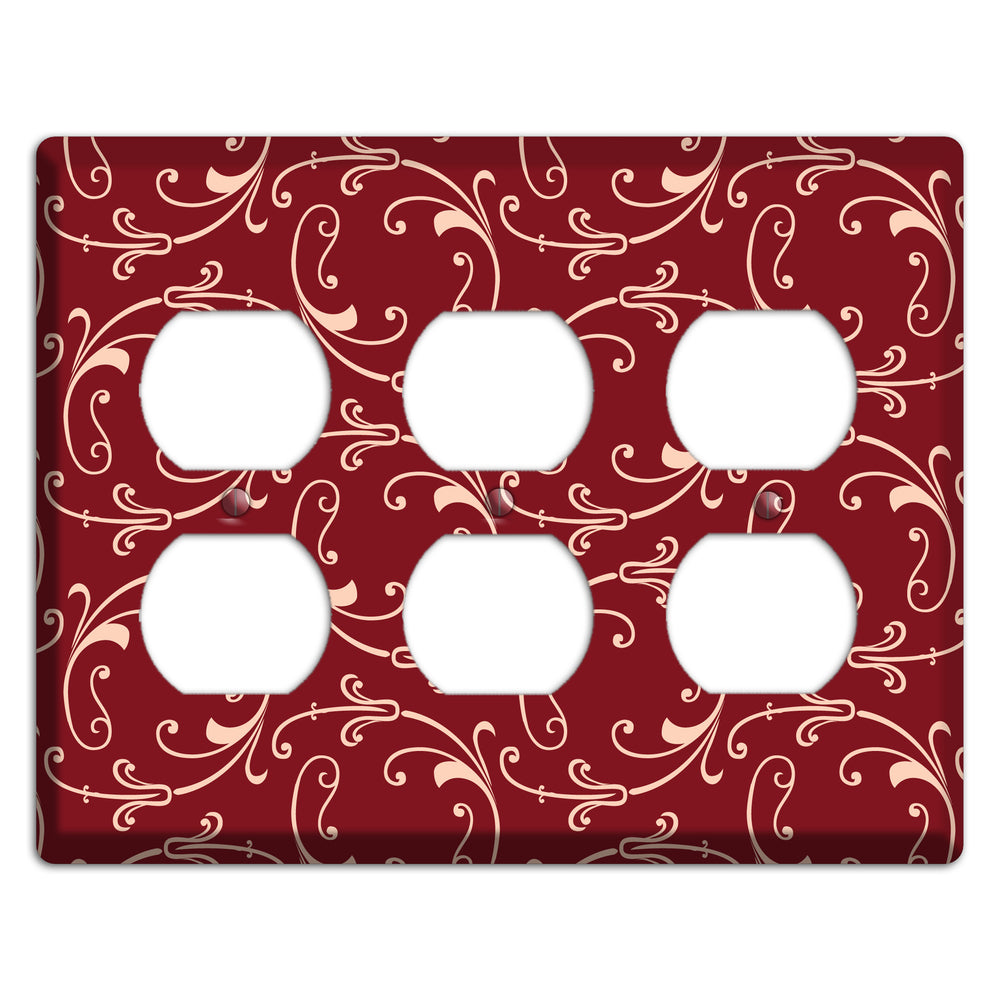 Burgundy Victorian Sprig 3 Duplex Wallplate