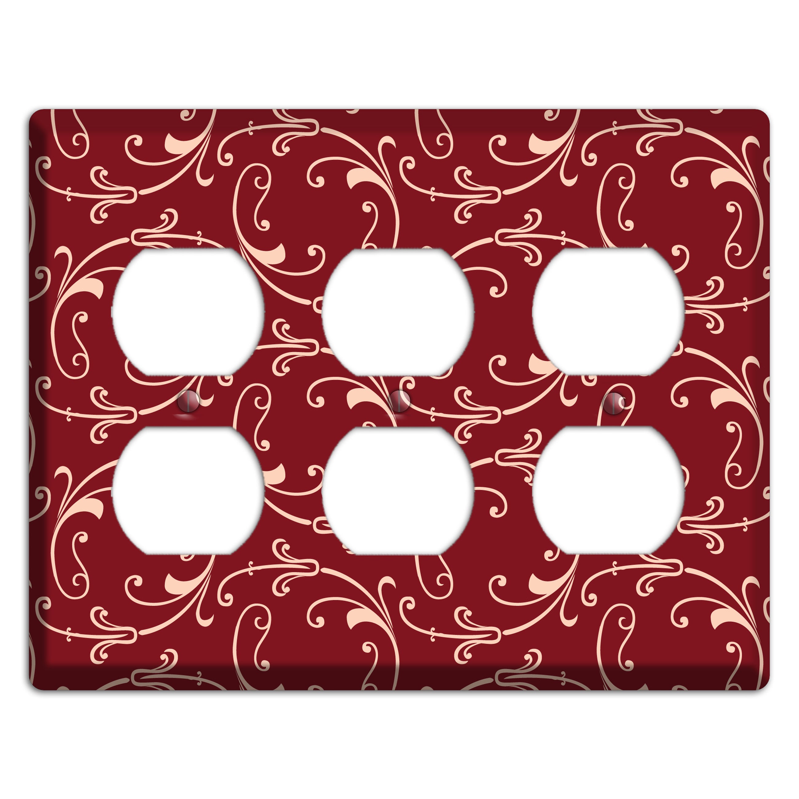Burgundy Victorian Sprig 3 Duplex Wallplate