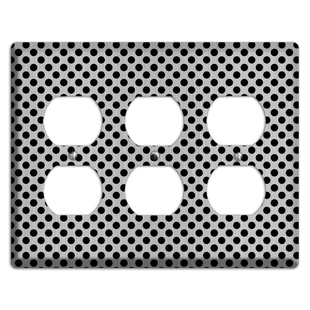 Packed Small Polka Dots Stainless Steel 3 Duplex Wallplate