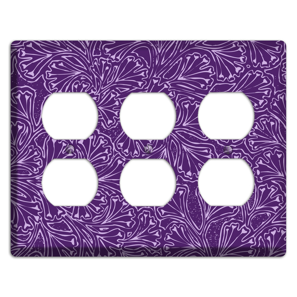 Deco Purple Interlocking Floral 3 Duplex Wallplate