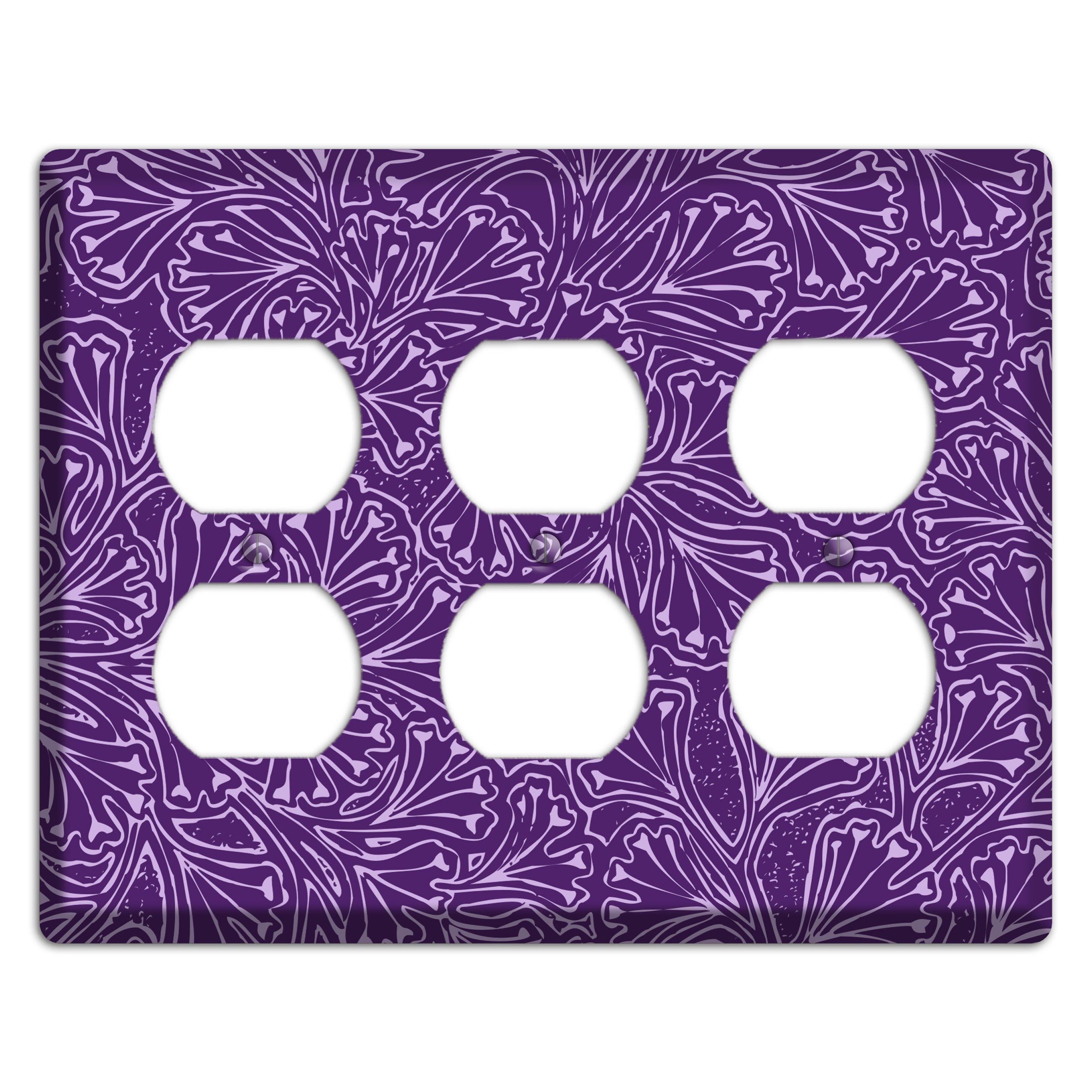 Deco Purple Interlocking Floral 3 Duplex Wallplate