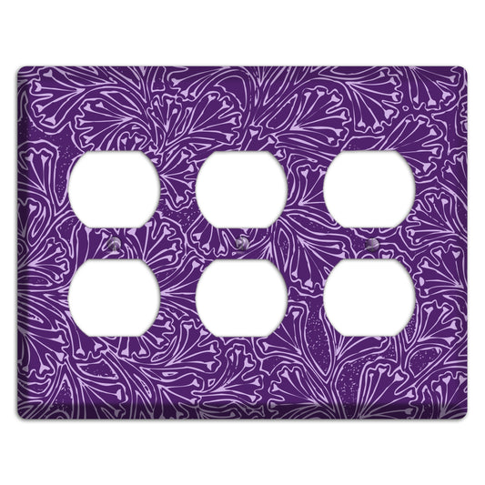 Deco Purple Interlocking Floral 3 Duplex Wallplate