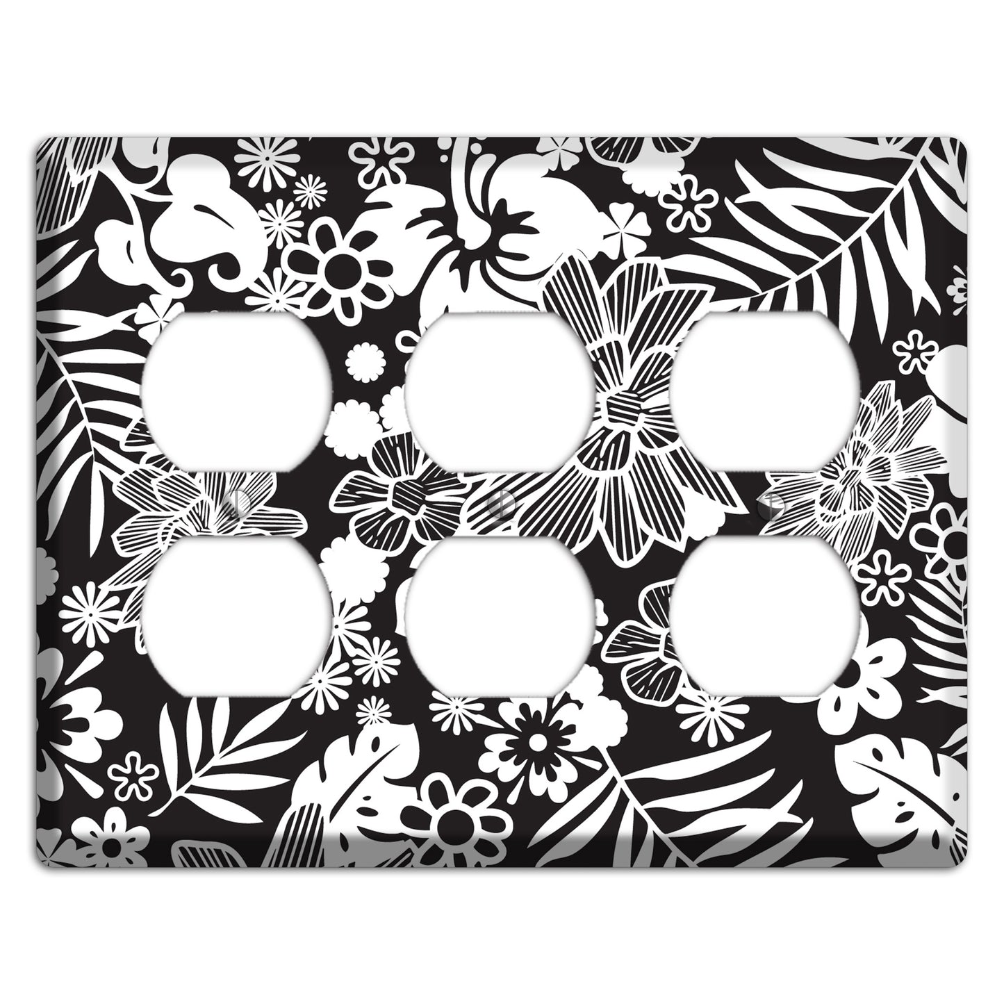 Black with White Tropical 3 Duplex Wallplate