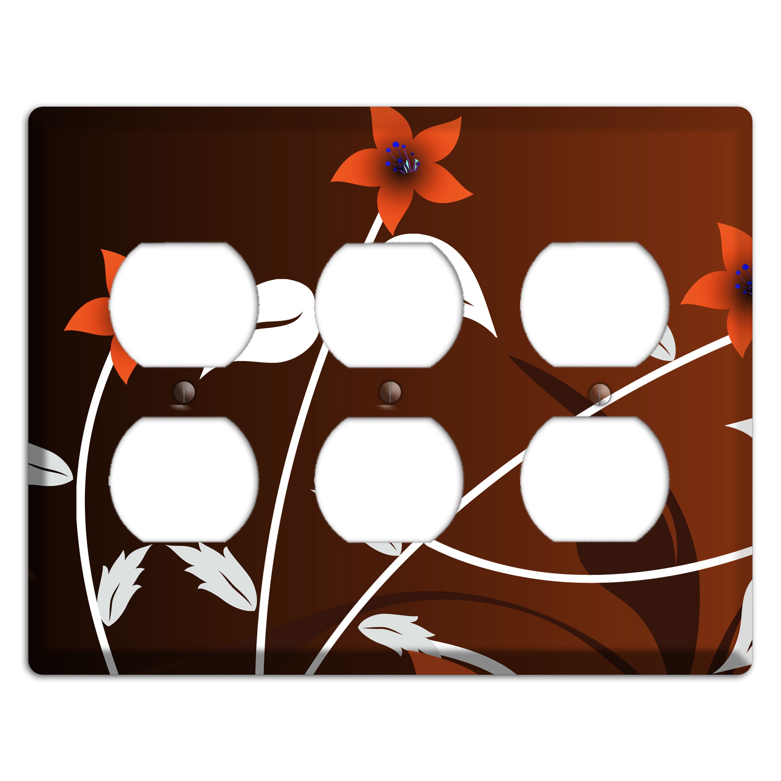 Black and Red Double Sprig 3 Duplex Wallplate