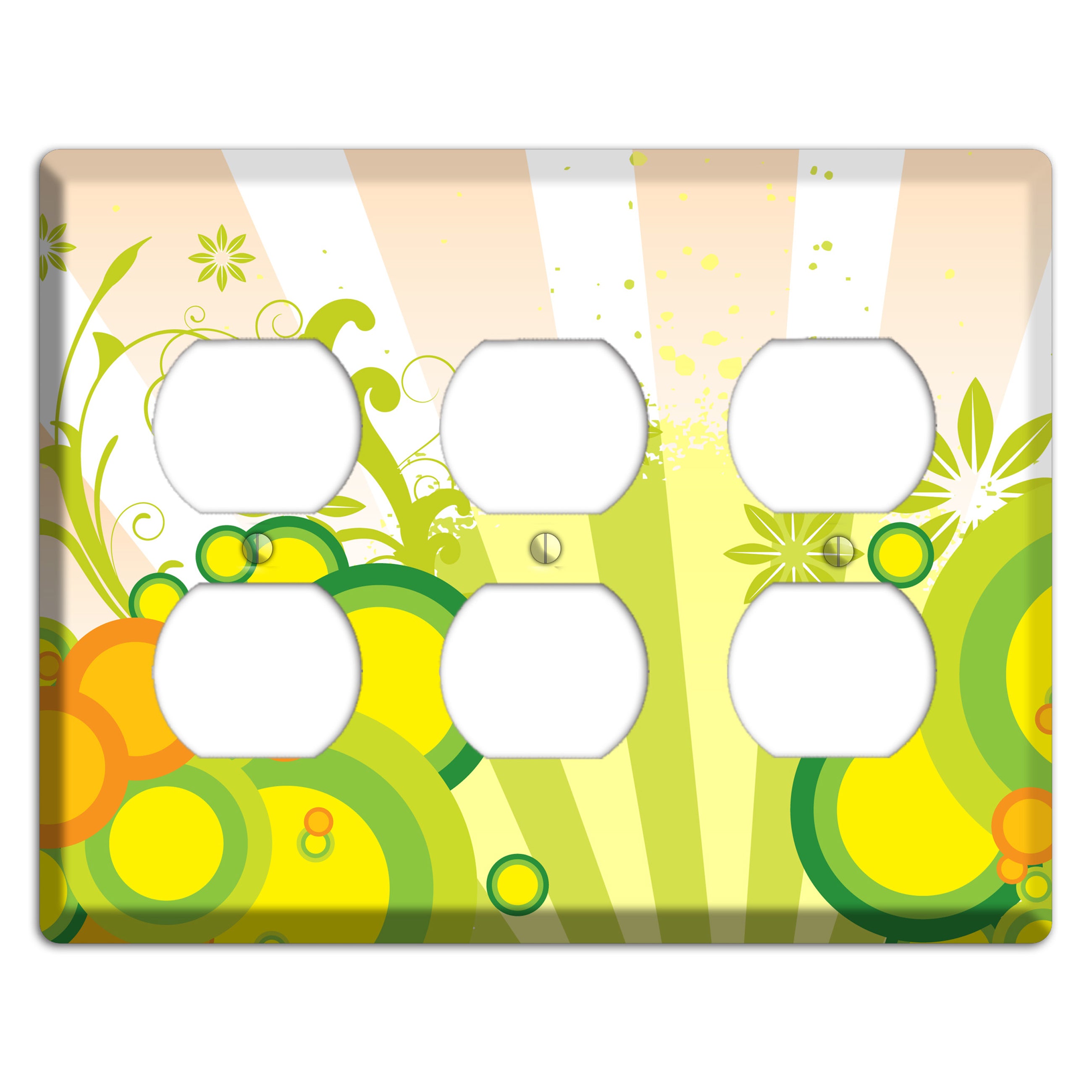 Green Yellow Orange Retro Sprig 3 Duplex Wallplate
