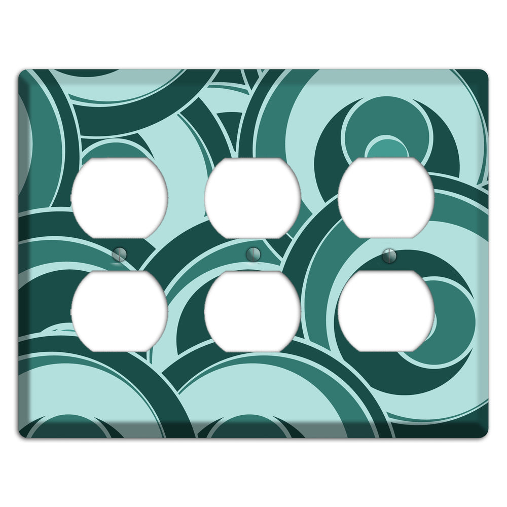Blue-green Deco Circles 3 Duplex Wallplate