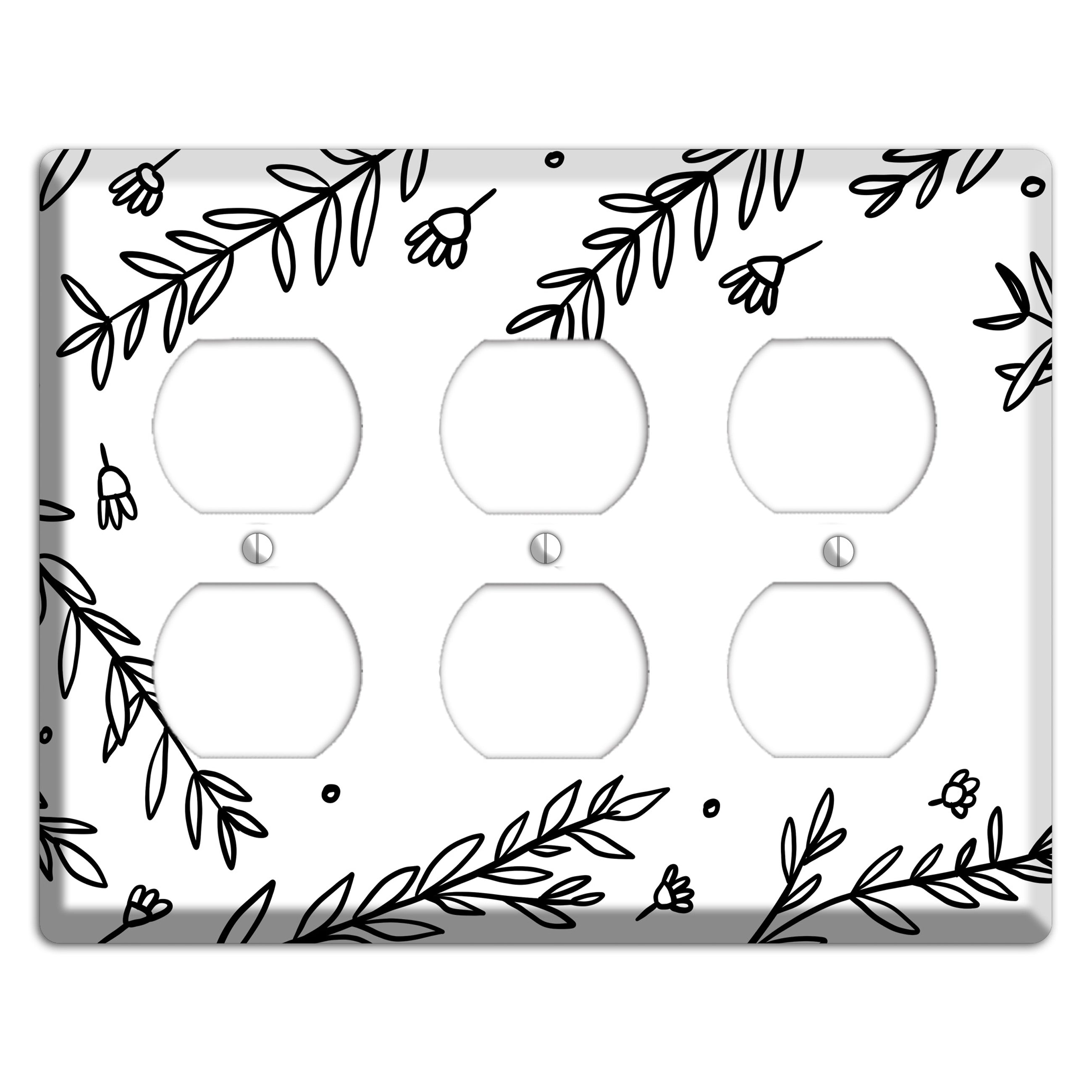 Hand-Drawn Floral 37 3 Duplex Wallplate