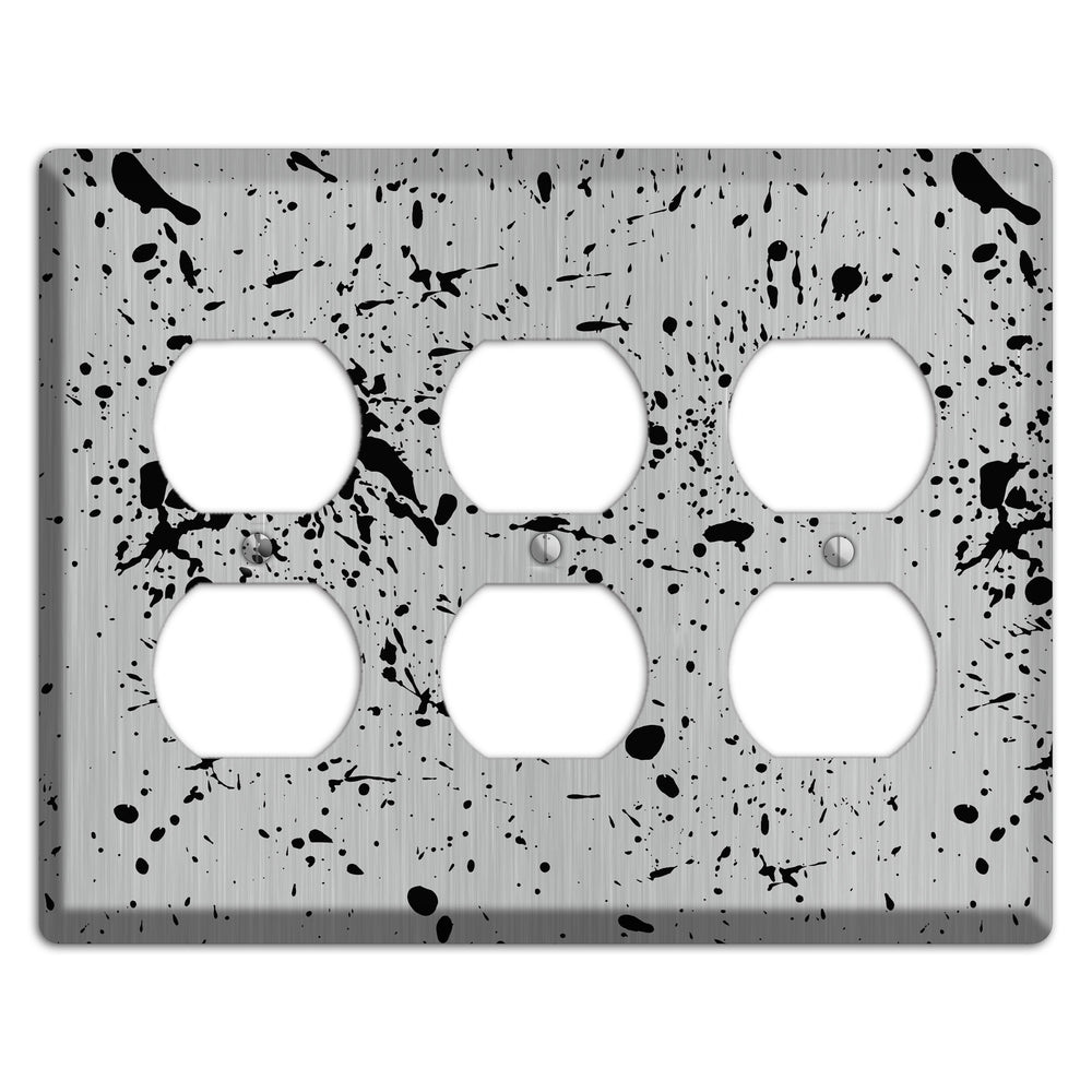 Ink Splash 4 Stainless Steel 3 Duplex Wallplate