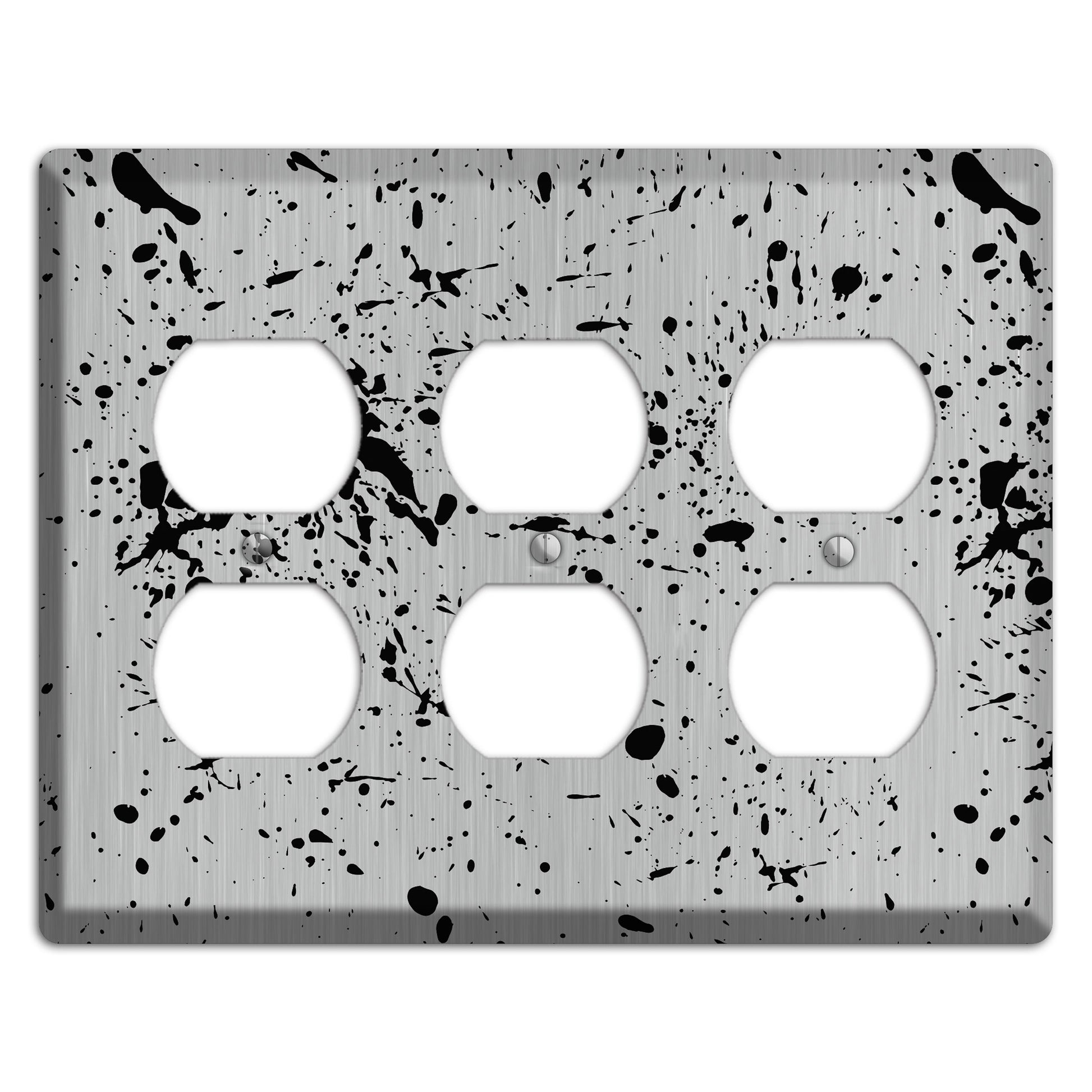 Ink Splash 4 Stainless 3 Duplex Wallplate