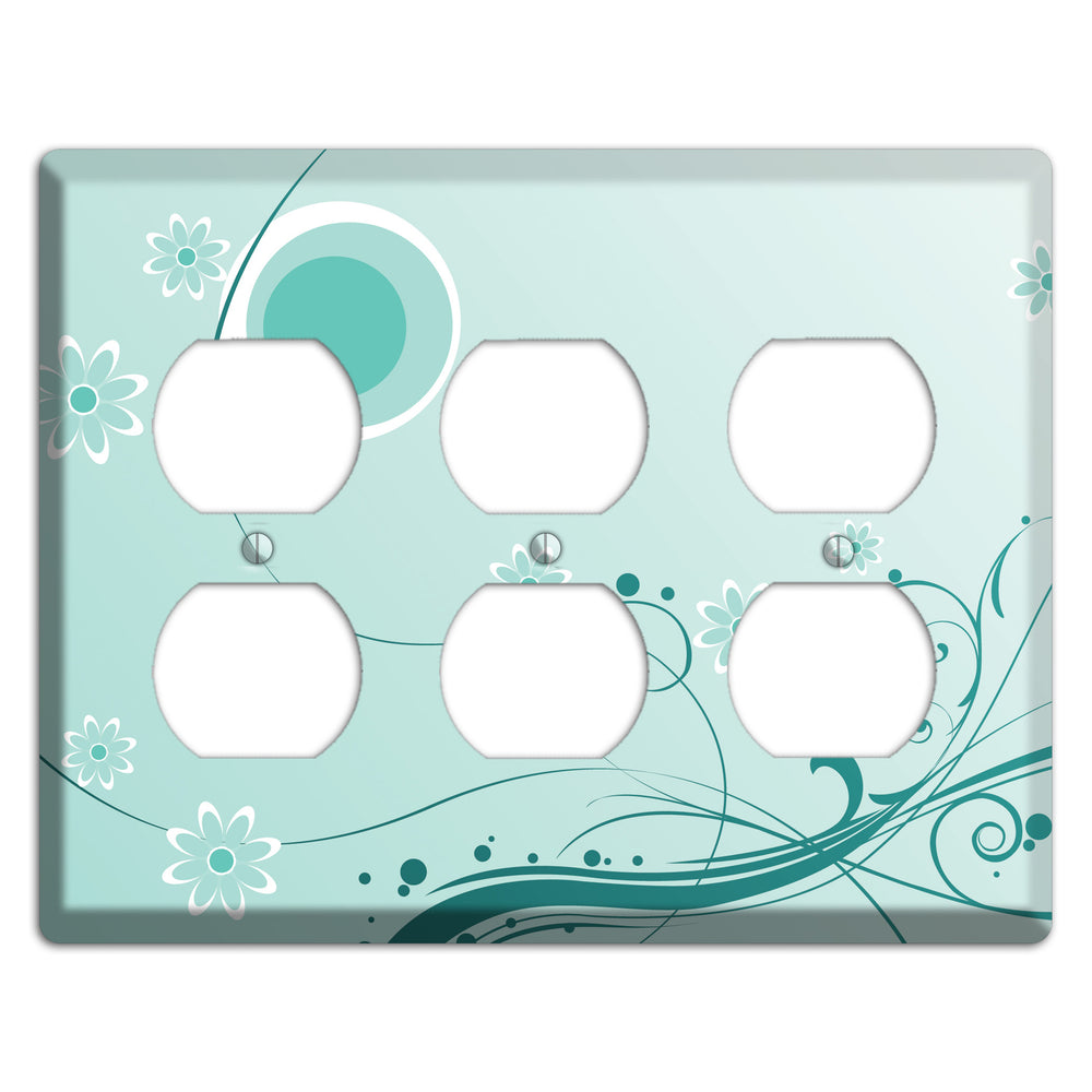 Light Green Floral 3 Duplex Wallplate