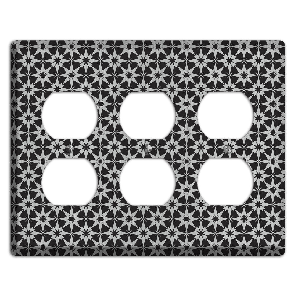 Black with Stainless Steel Foulard 3 Duplex Wallplate