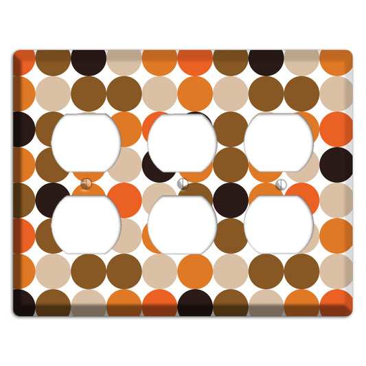 Orange Brown Black Beige Tiled Dots 3 Duplex Wallplate