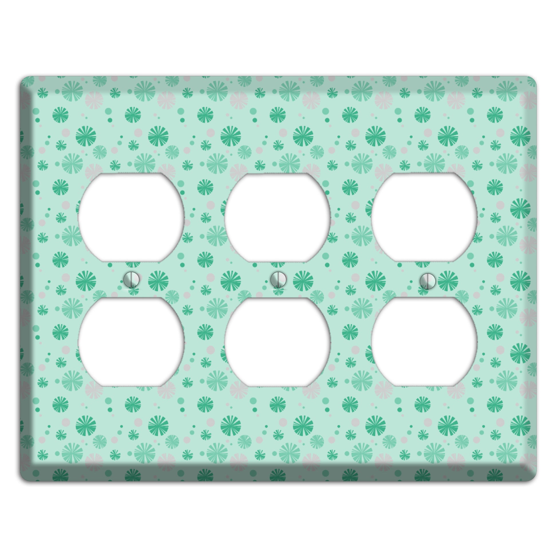 Multi Aqua and Grey Retro Burst 3 Duplex Wallplate