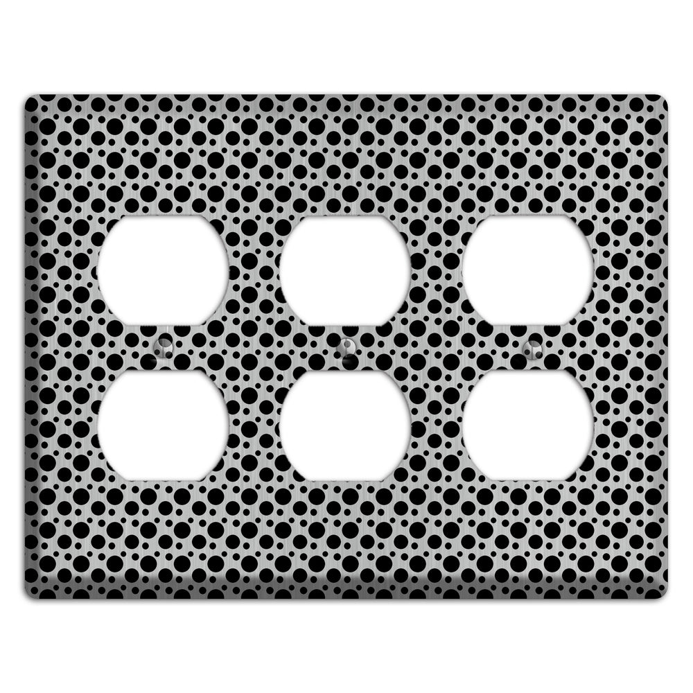 Small and Tiny Polka Dots Stainless Steel 3 Duplex Wallplate