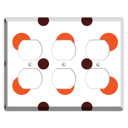 Coral and Brown Multi Medium Polka Dots 2 3 Duplex Wallplate