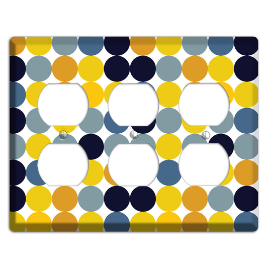 Multi Yellow and Blue Dots 3 Duplex Wallplate