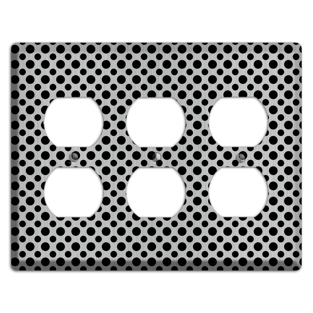 Multi Small Polka Dots Stainless Steel 3 Duplex Wallplate