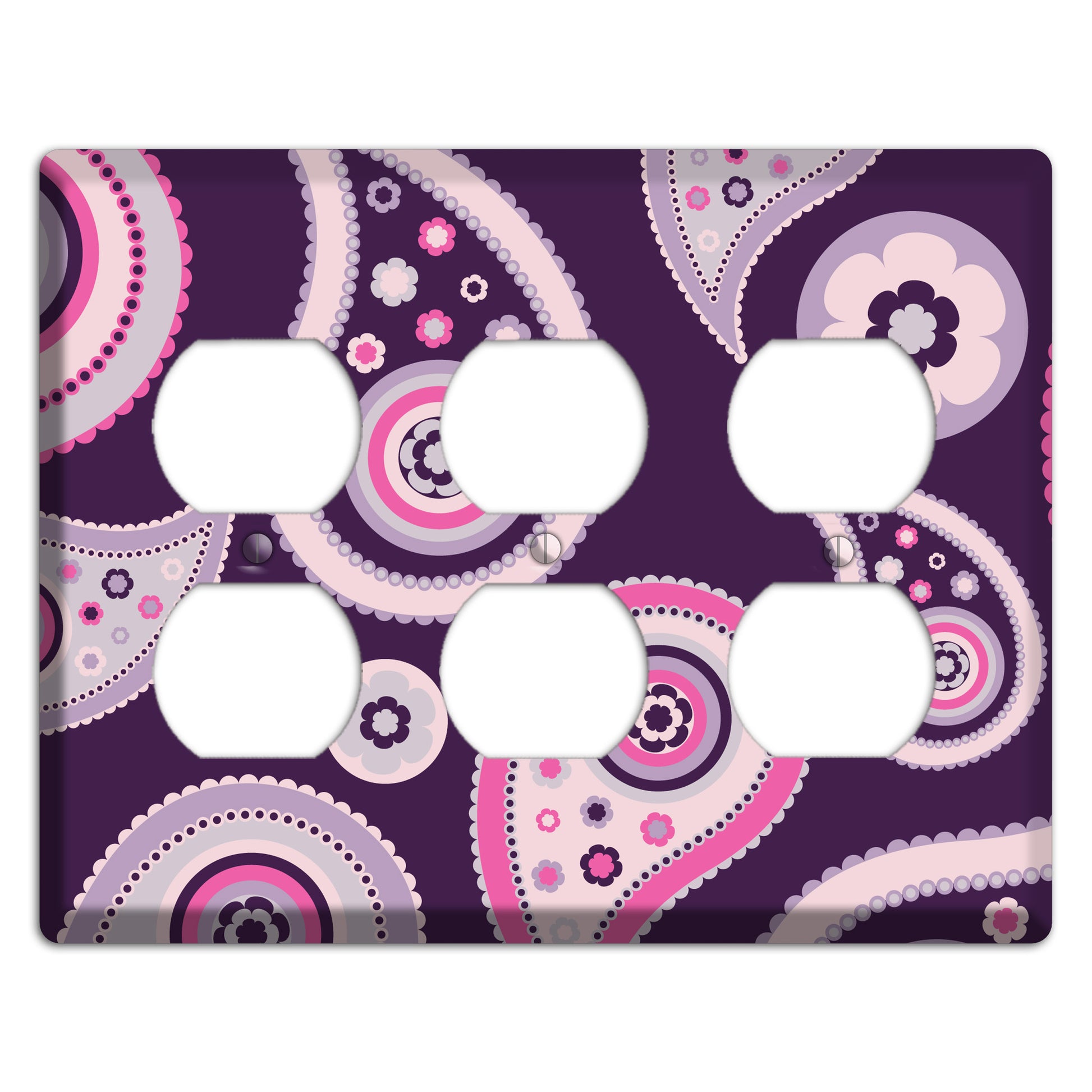 Purple Paisley 3 Duplex Wallplate