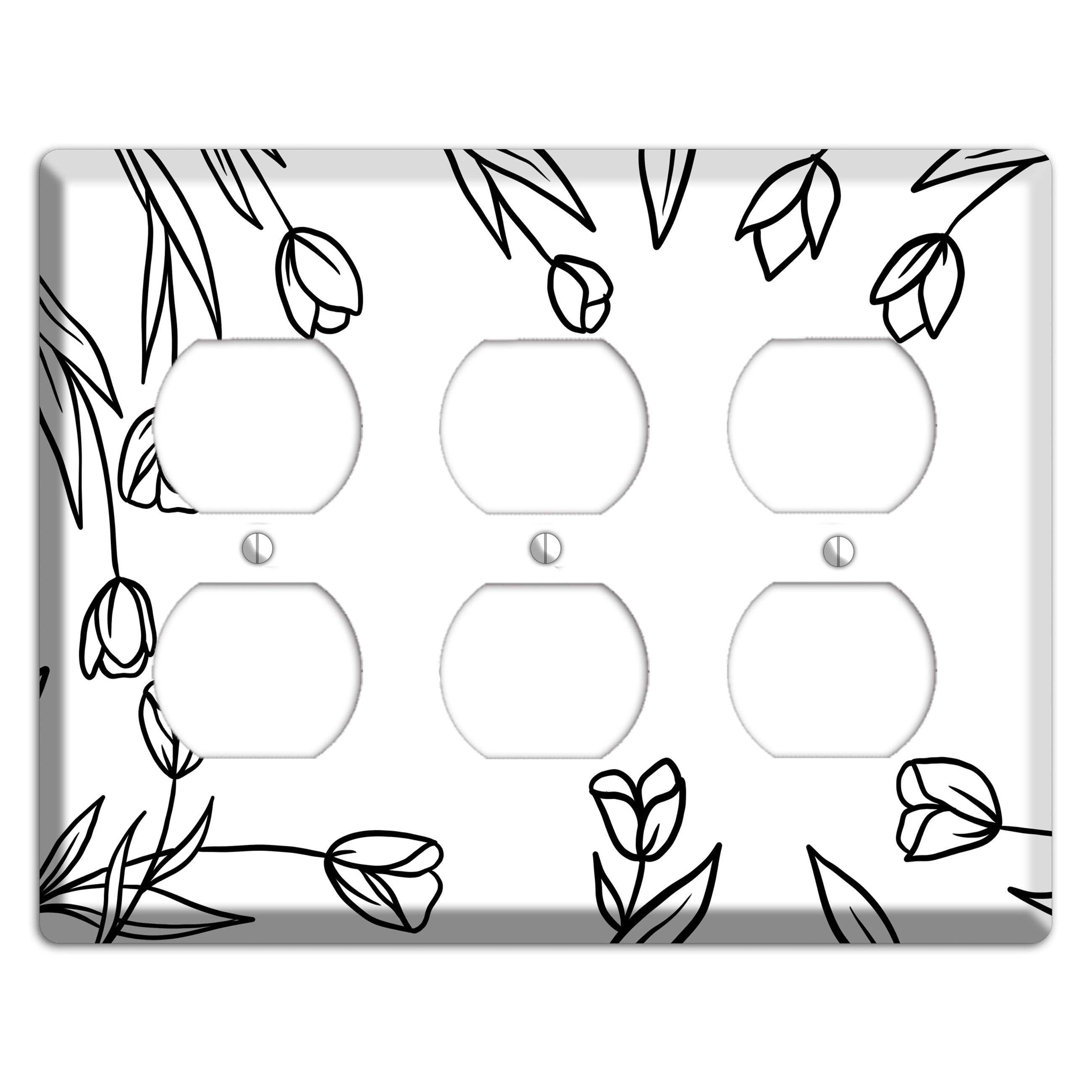 Hand-Drawn Floral 31 3 Duplex Wallplate