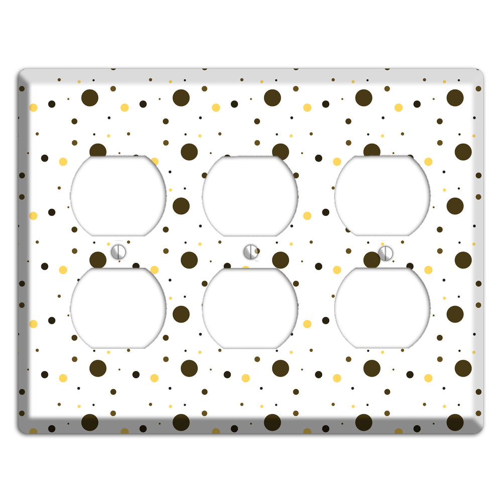 White with Black and Yellow Tiny Dots 3 Duplex Wallplate