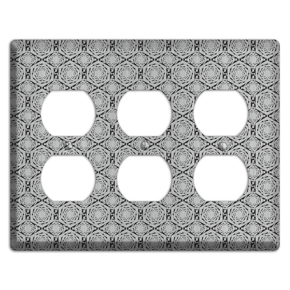 Overly Hexagon Rotation Stainless Steel 3 Duplex Wallplate