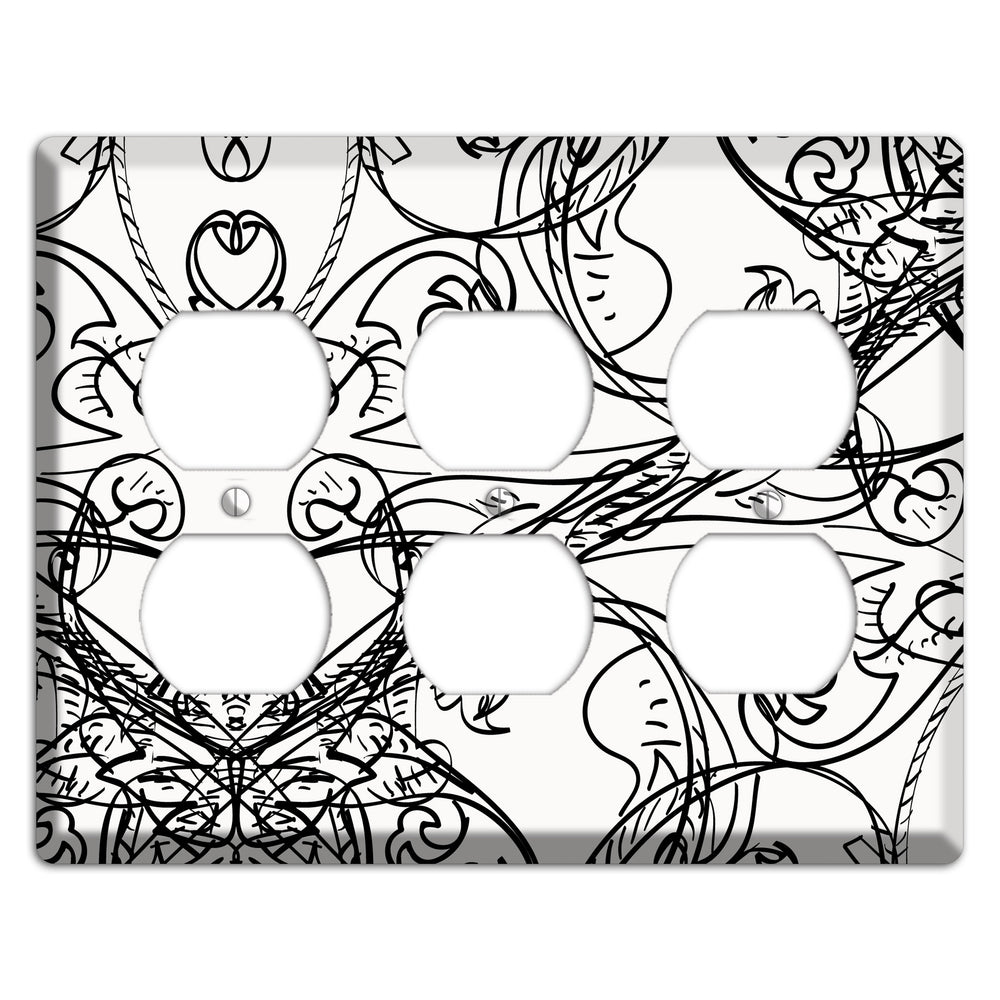 White Deco Sketch 3 Duplex Wallplate