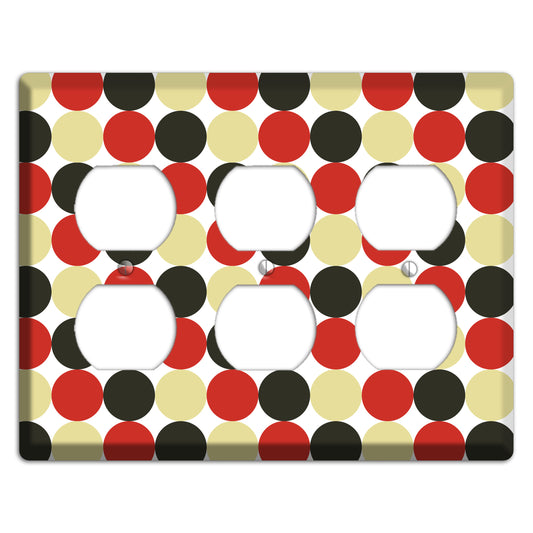 Beige Red Black Tiled Dots 3 Duplex Wallplate