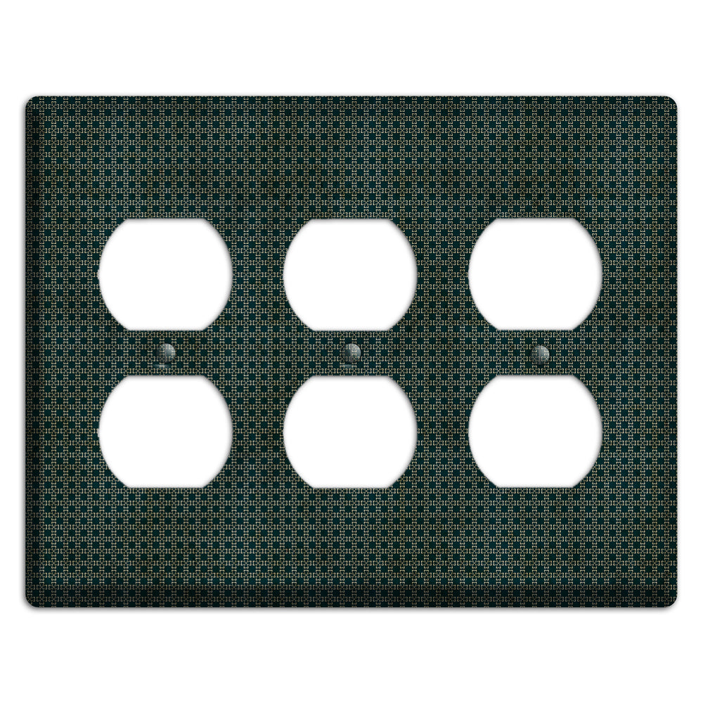 Dark Green Grunge Tiny Arabesque 3 Duplex Wallplate