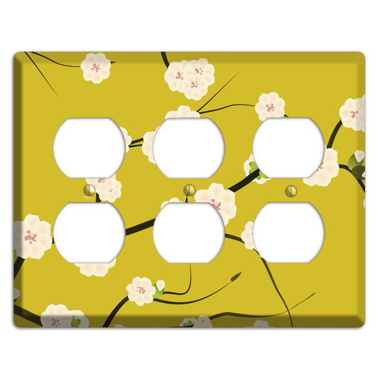 Yellow Chery Blossoms 3 Duplex Wallplate