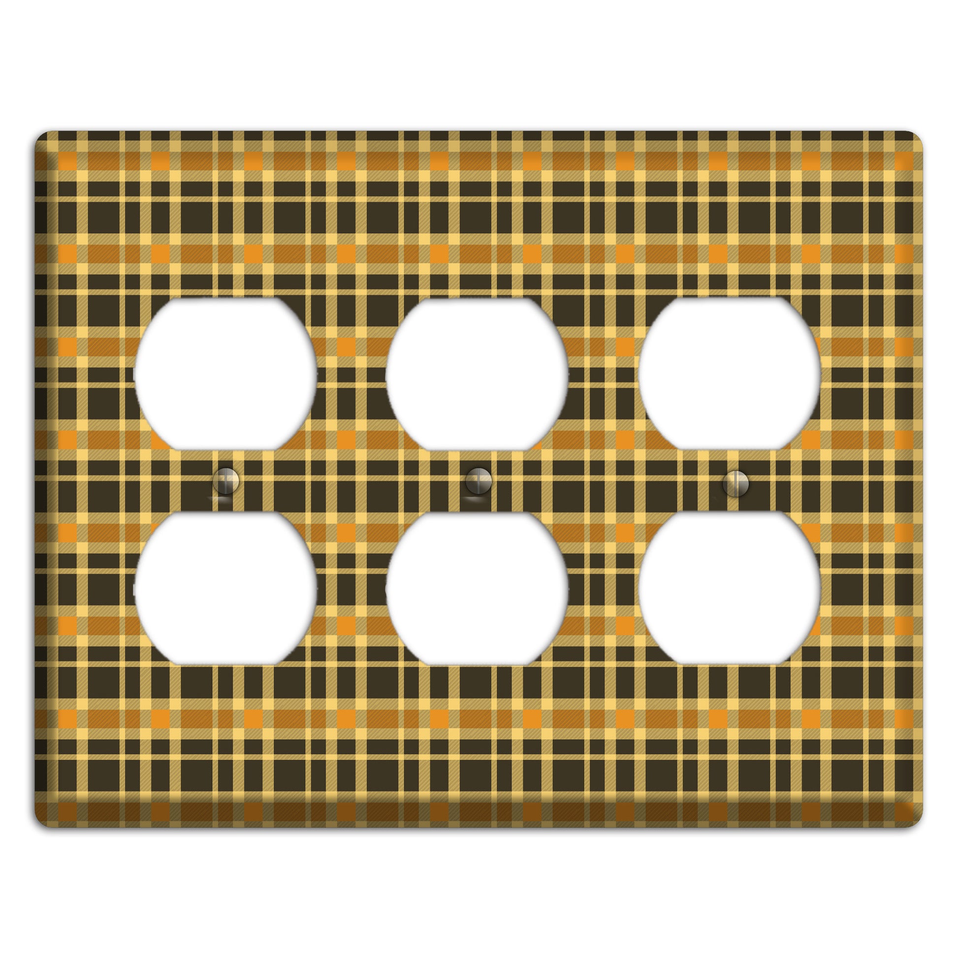 Mustard and Black Plaid 3 Duplex Wallplate
