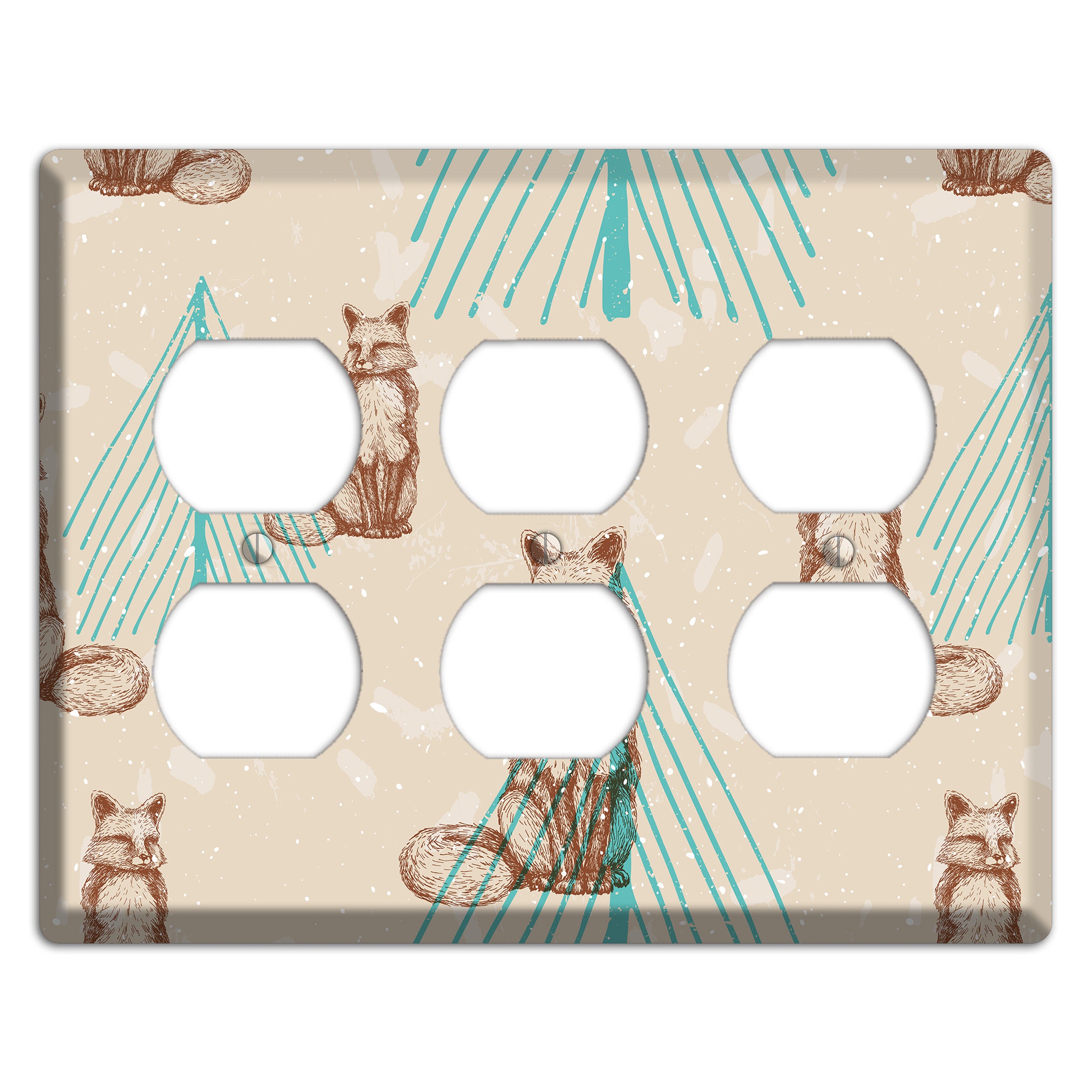 Wildlife Fox 3 Duplex Wallplate