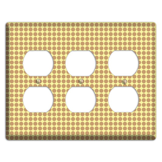 Yellow with Light Brown Tiled Small Dots 3 Duplex Wallplate