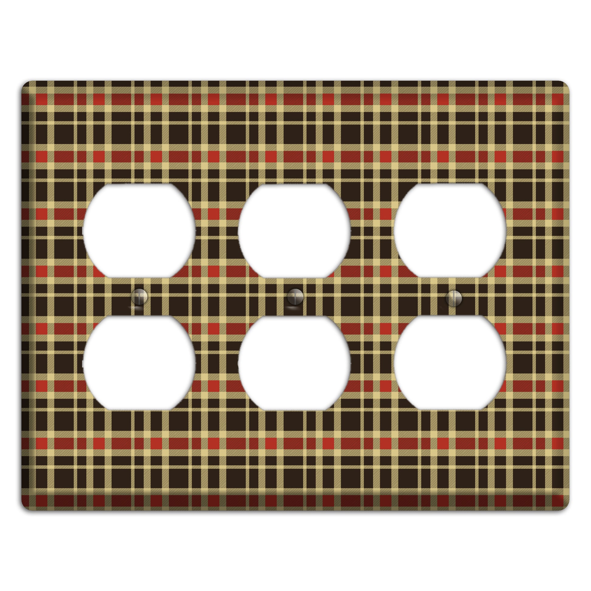 Maroon and Black Plaid 3 Duplex Wallplate