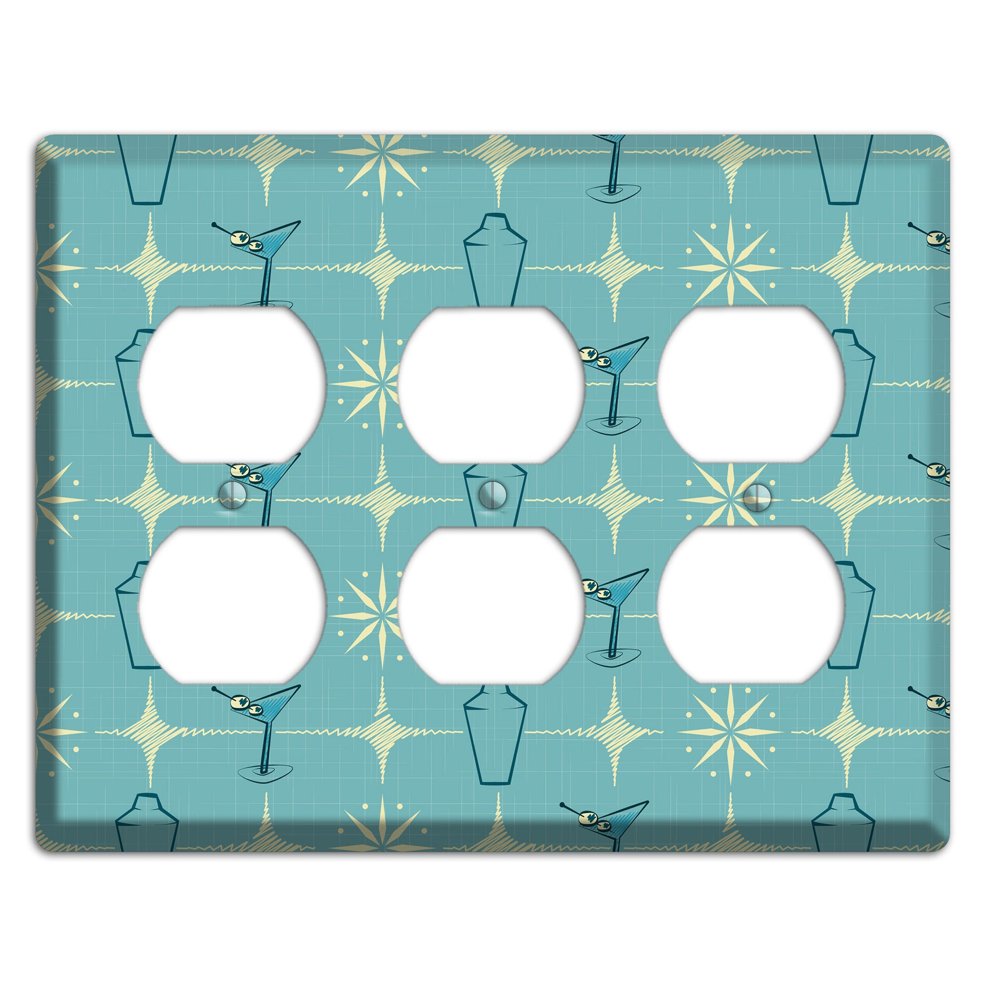 Blue Shaker and Martini 3 Duplex Wallplate