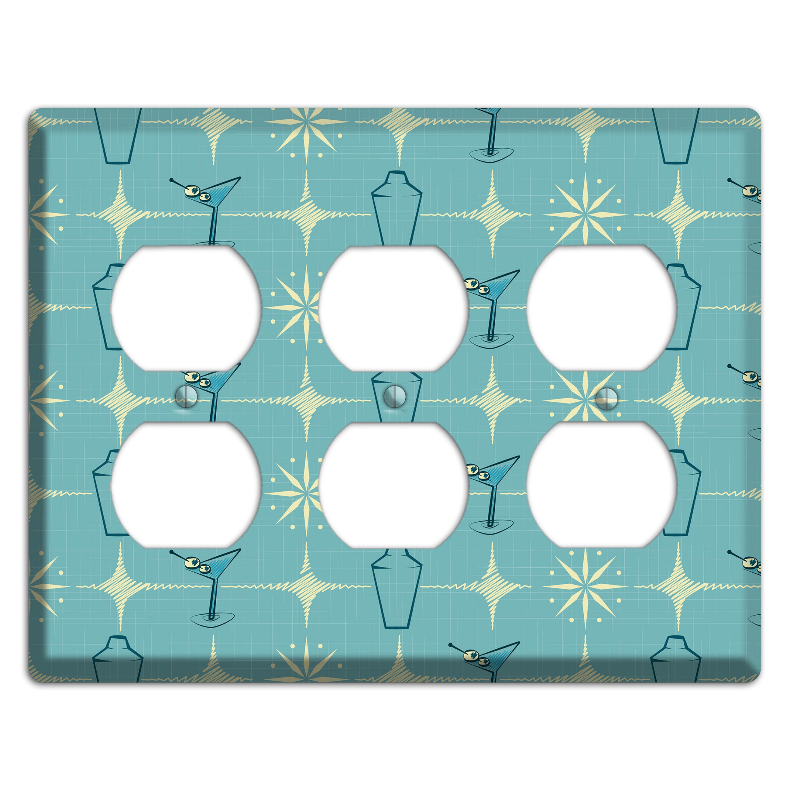 Blue Shaker and Martini 3 Duplex Wallplate
