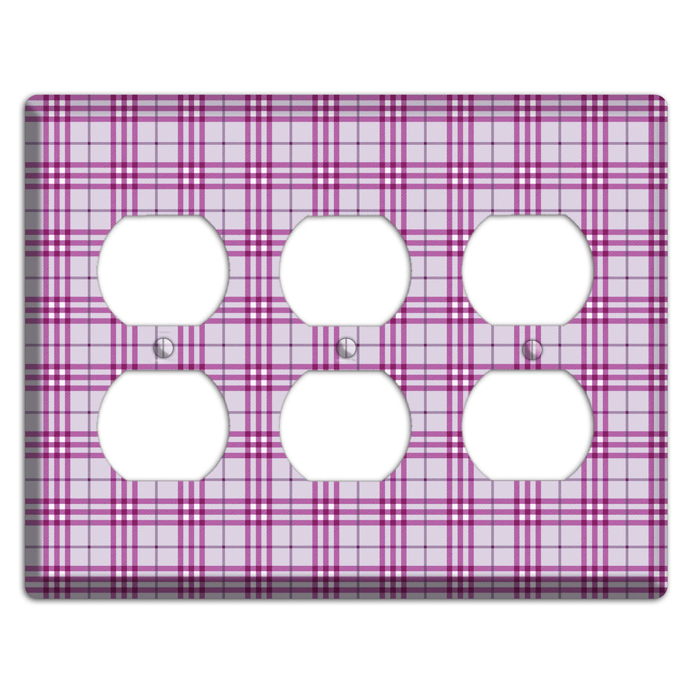 Purple Plaid 3 Duplex Wallplate