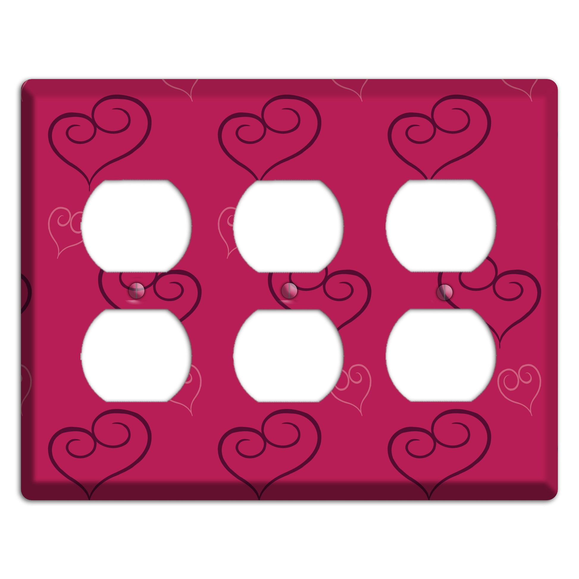 Fuschia Scroll Heart 2 3 Duplex Wallplate