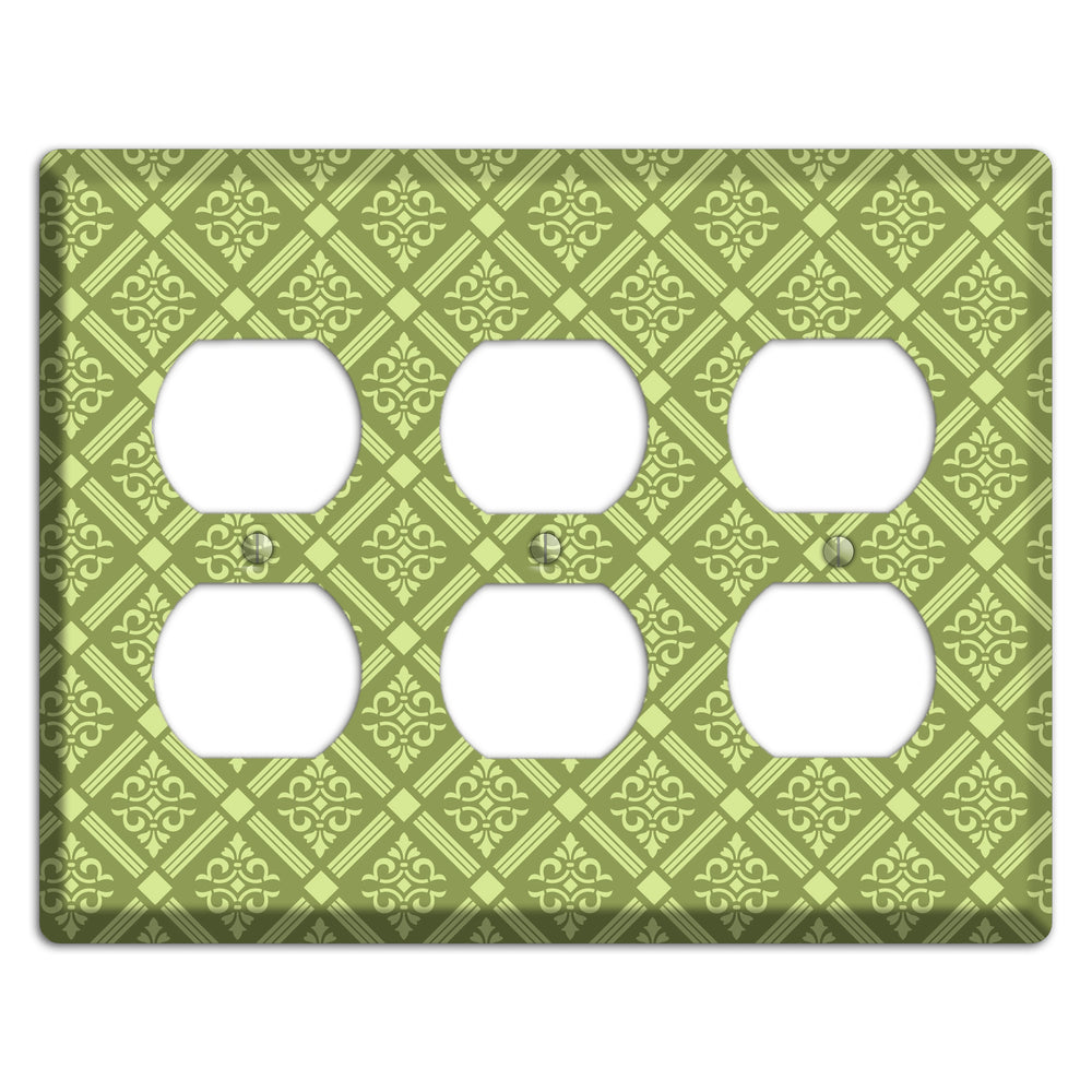 Green Damask diamonds 3 Duplex Wallplate