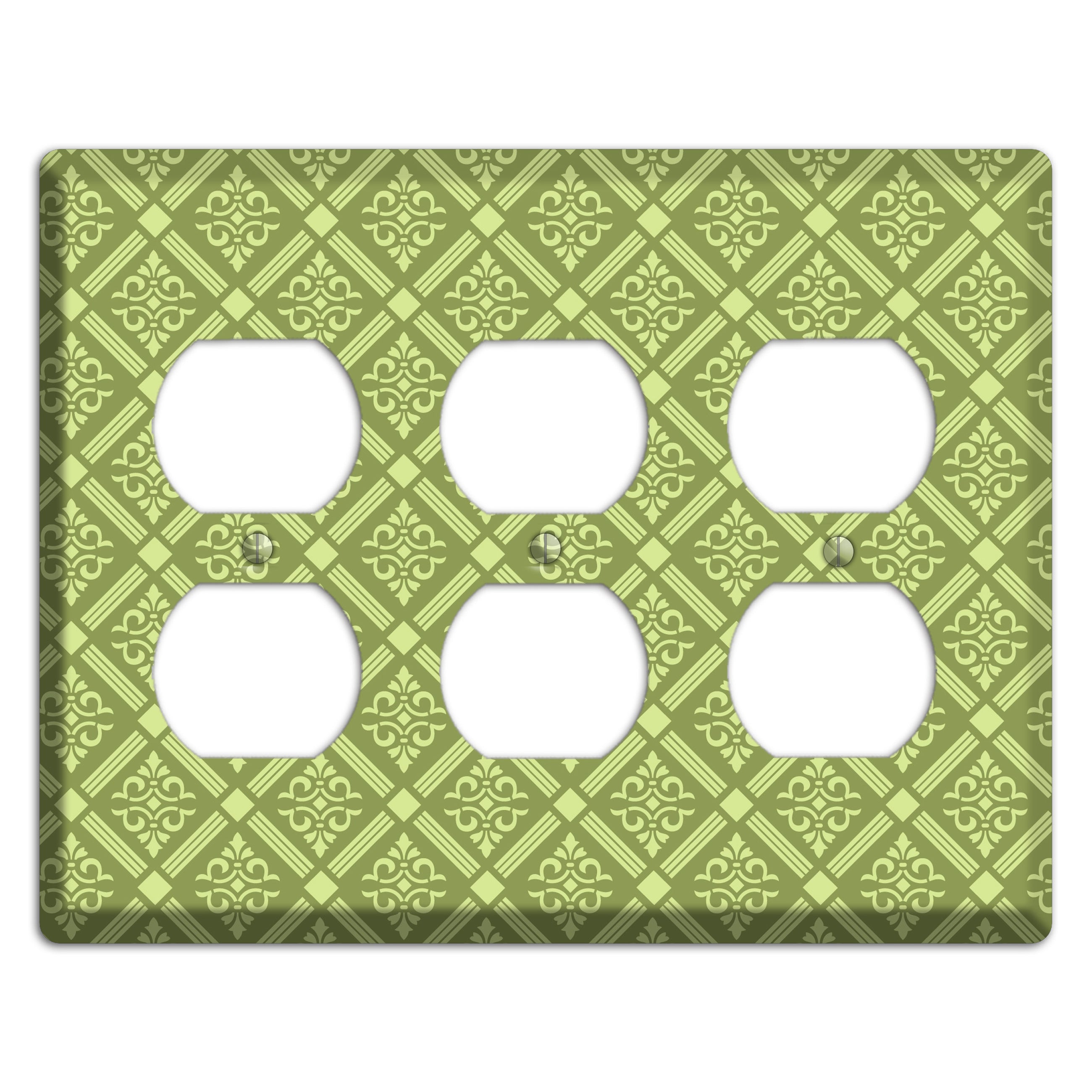 Green Damask diamonds 3 Duplex Wallplate