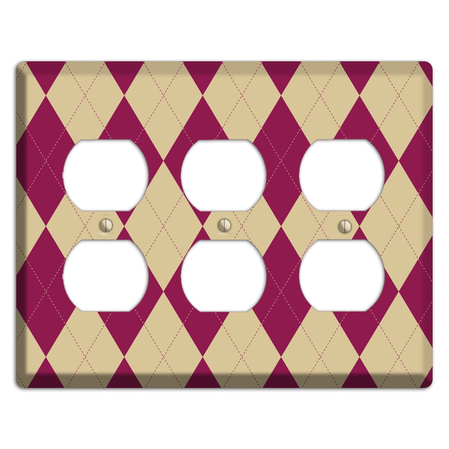 Red and Tan Argyle 3 Duplex Wallplate