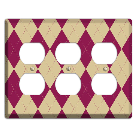 Red and Tan Argyle 3 Duplex Wallplate