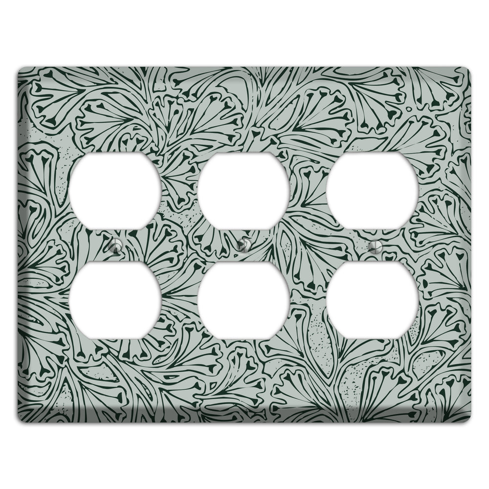 Deco Grey Interlocking Floral 3 Duplex Wallplate