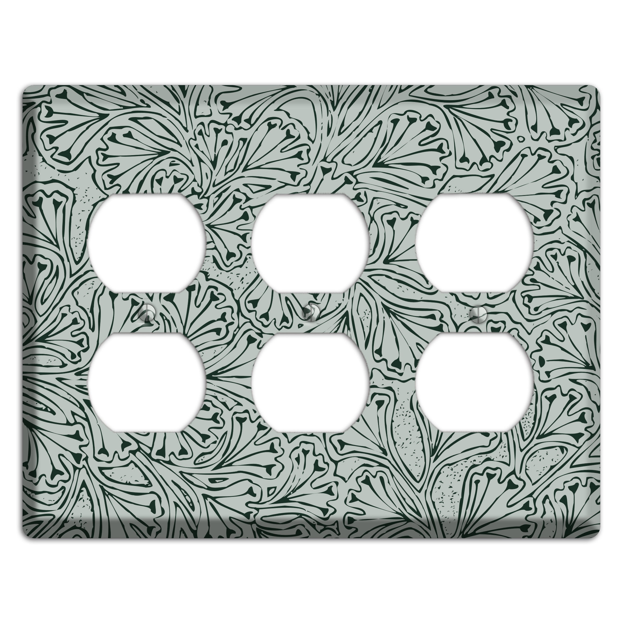 Deco Grey Interlocking Floral 3 Duplex Wallplate